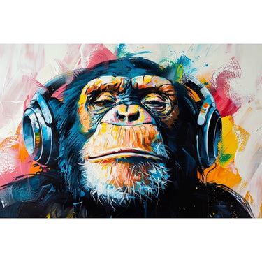 Monkey with Headphones Canvas